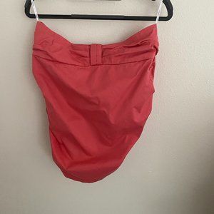 LYNNE Coral Pink Ruched Summer Skirt Size Small
